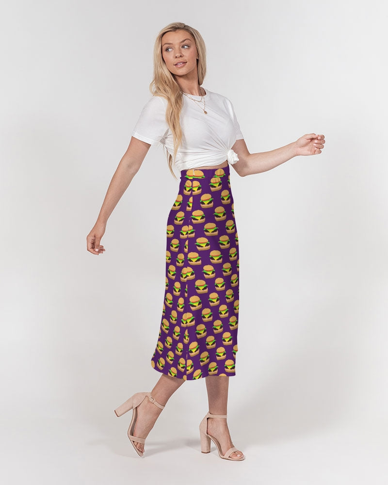 Cheeseburger Pattern Women's All-Over Print A-Line Midi Skirt