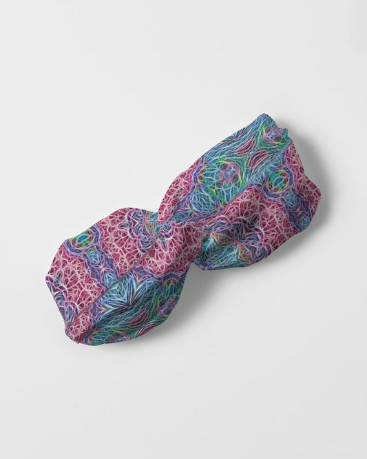 Blue Red Snowflake Kaleidoscope Twist Knot Headband Set
