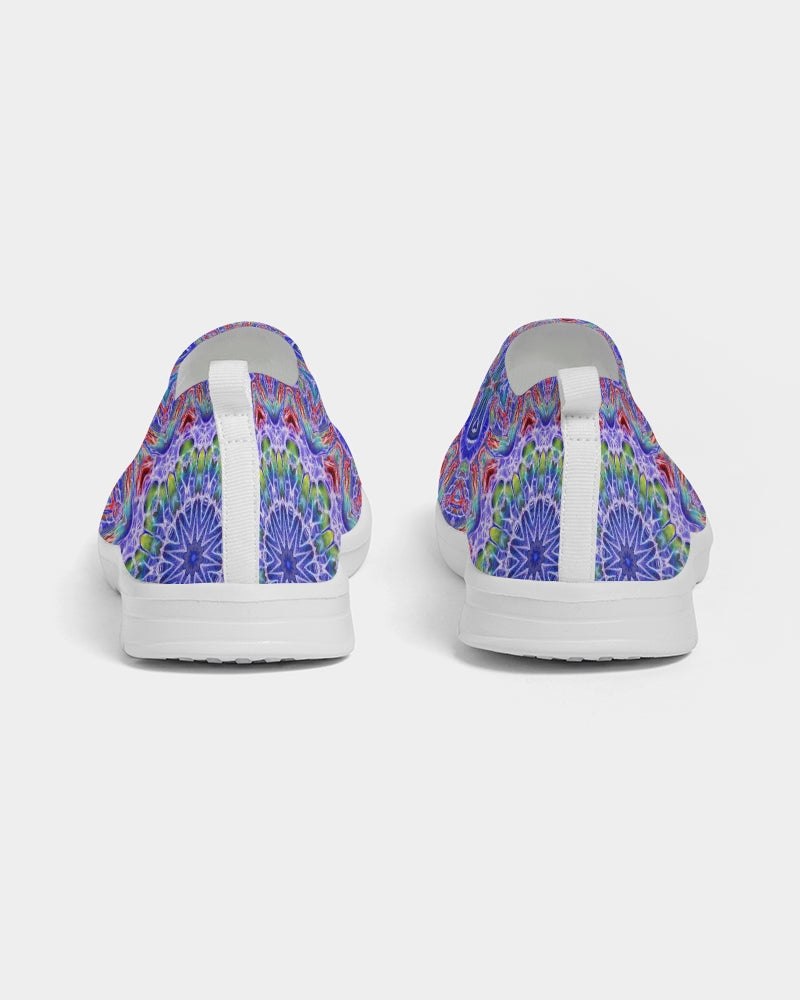 Blue Red Kaleidoscope Women's Slip-On Flyknit Shoe