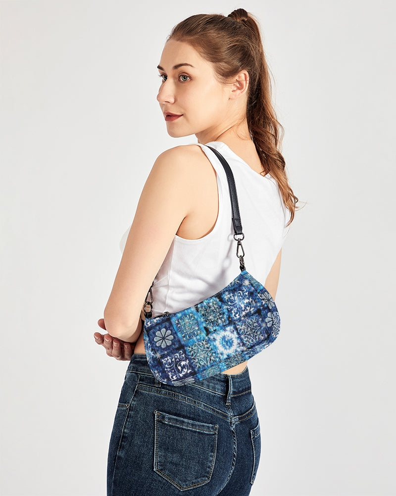 Blue Ice Crystals Motif Petite Canvas Pouch