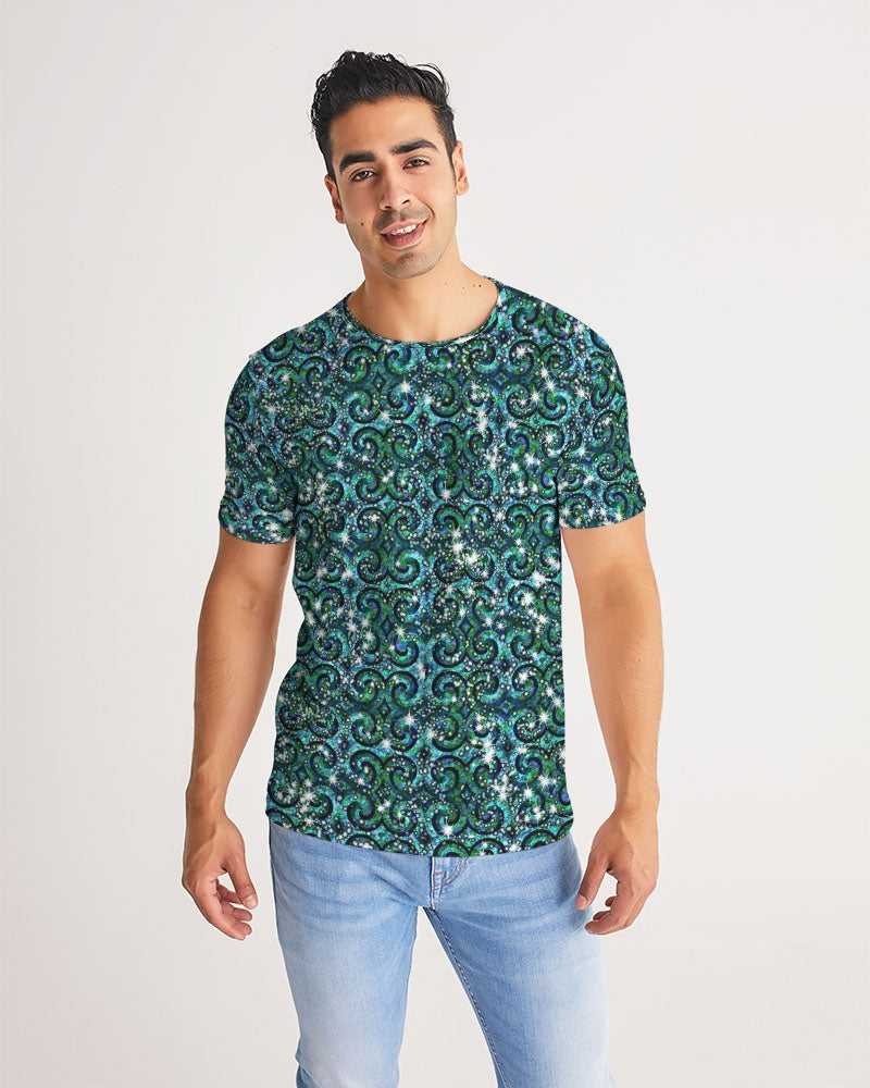 Blue Ice Sparkle Swirl Men's All-Over Print Tee