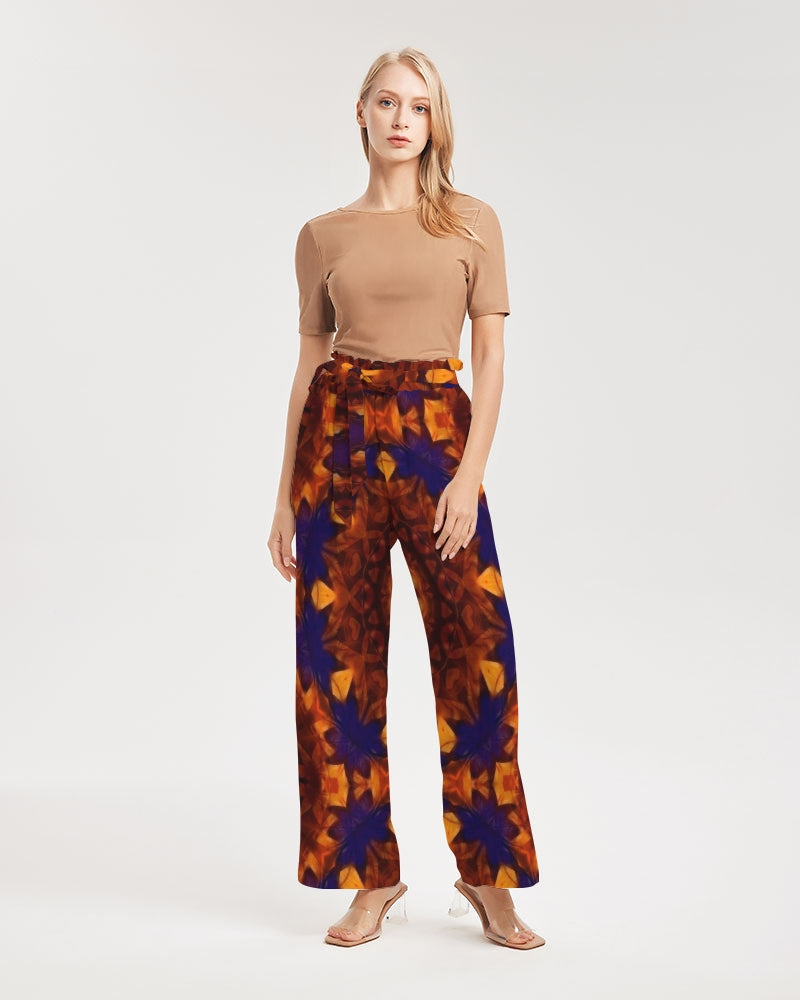 Blue Orange Red Kaleidoscope Women's All-Over Print High-Rise Wide Leg Pants