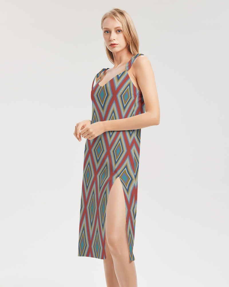 Colorful Diamonds Variation 3 Women's All-Over Print Tie Strap Split Dress