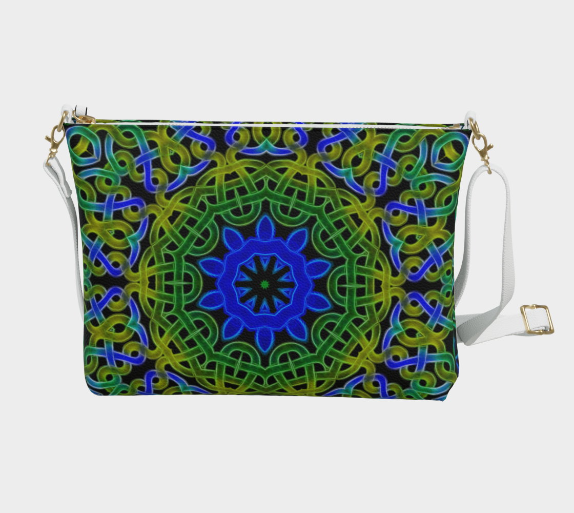 Blue Green Celtic Kaleidoscope Vegan Crossbody Purse