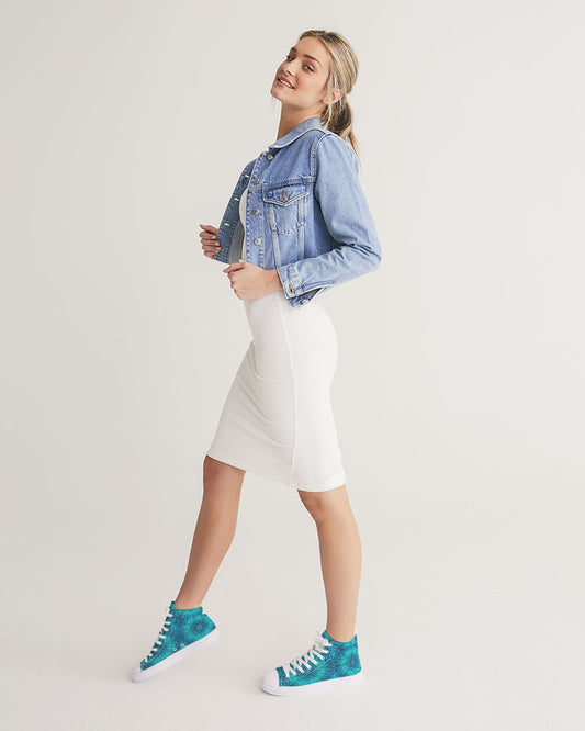 Blue Ice Kaleidoscope Women's Hightop Canvas Shoe