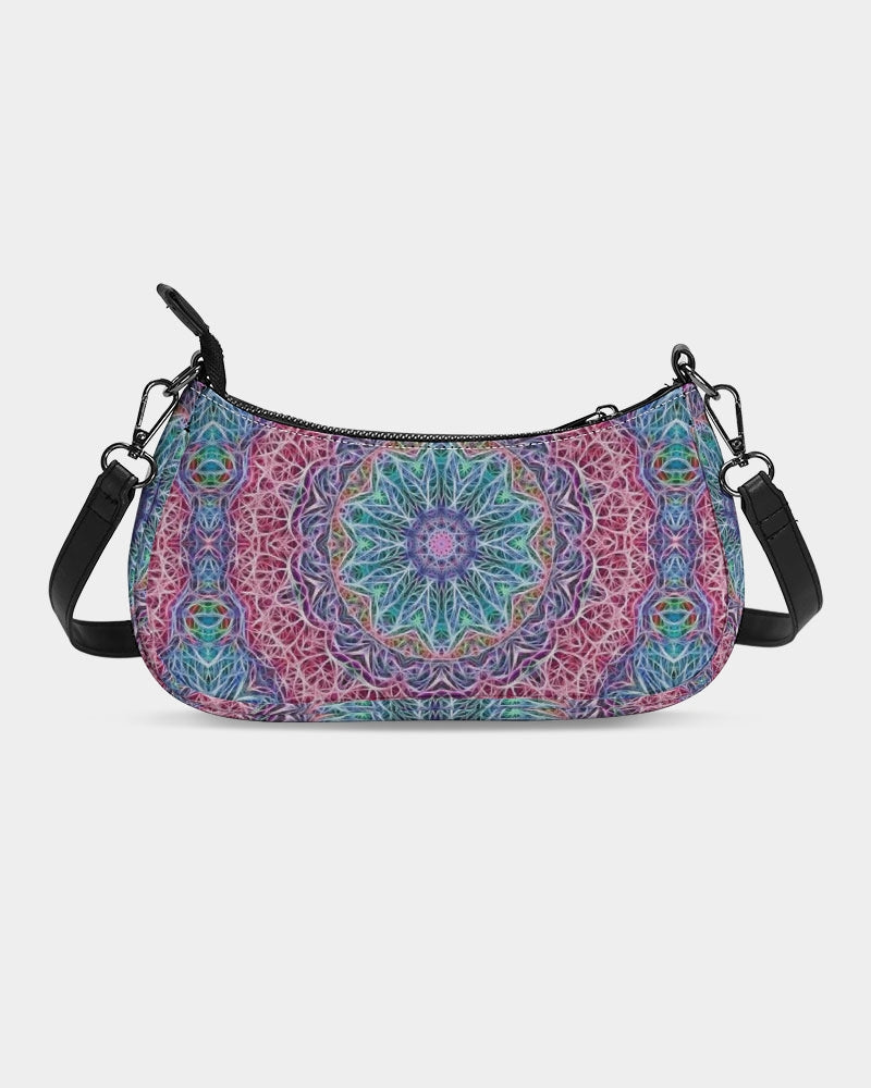 Blue Red Snowflake Kaleidoscope Petite Canvas Pouch