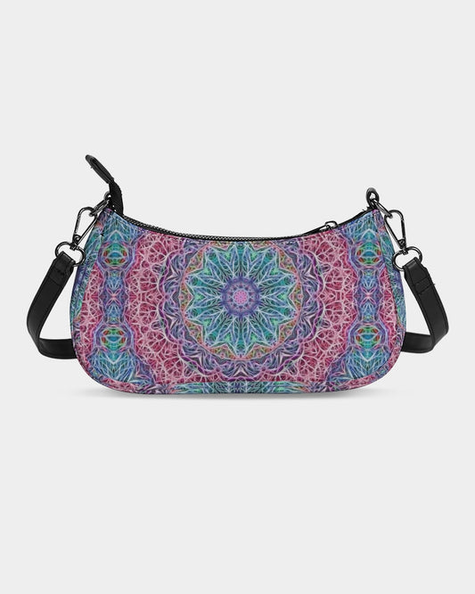Blue Red Snowflake Kaleidoscope Petite Canvas Pouch