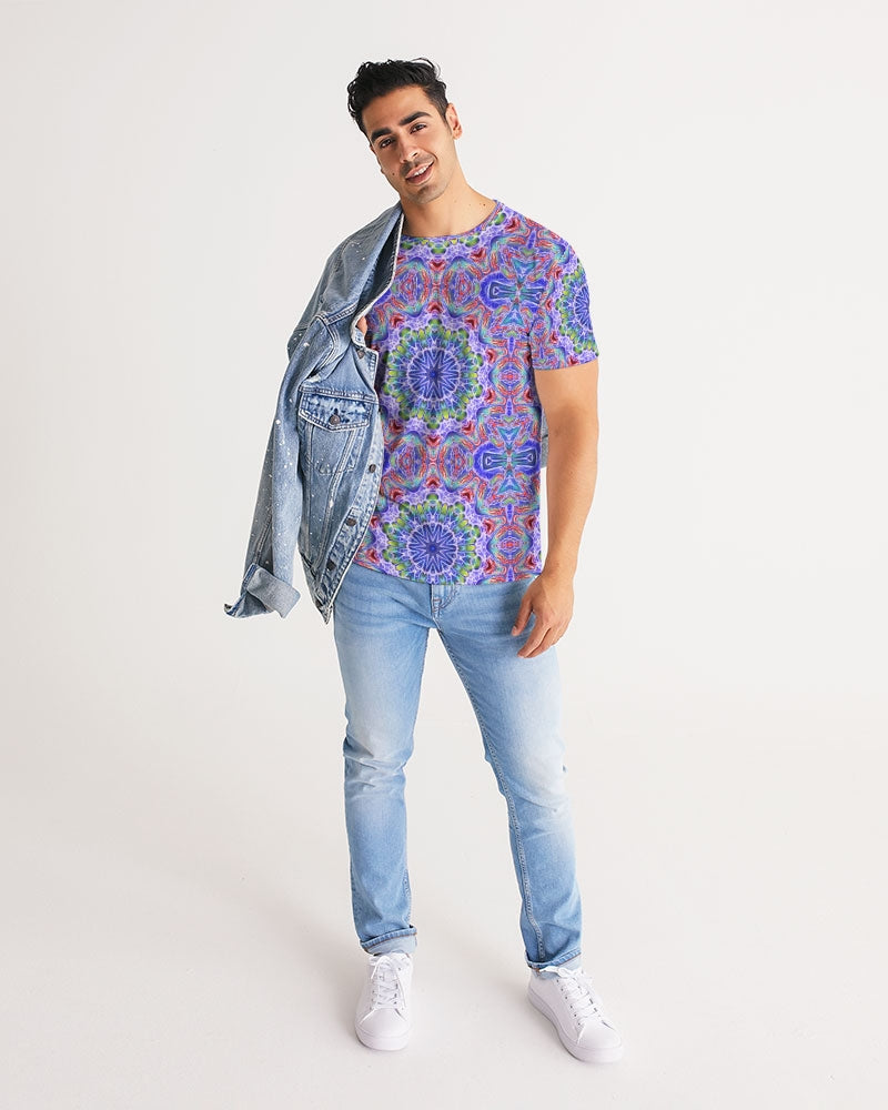 Blue Red Kaleidoscope Men's All-Over Print Tee