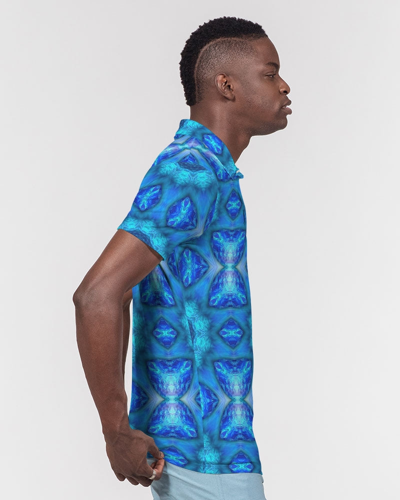 Blue Ocean Kaleidoscope Men's All-Over Print Slim Fit Short Sleeve Polo