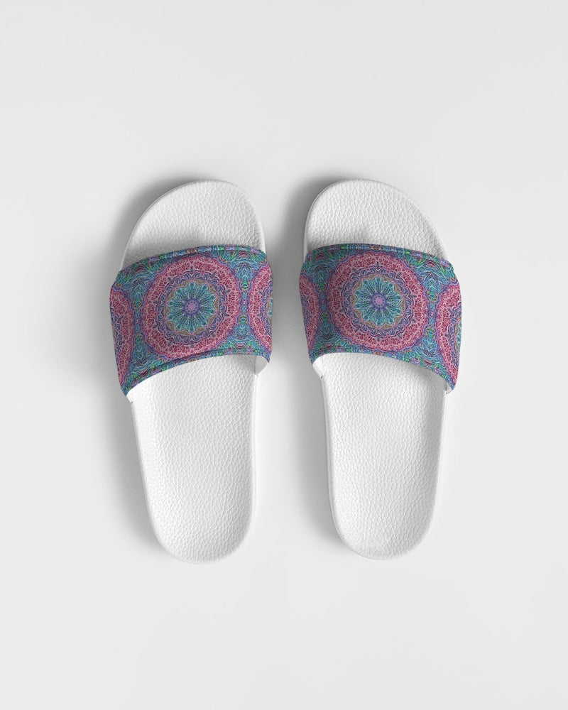 Blue Red Snowflake Kaleidoscope Women's Slide Sandal