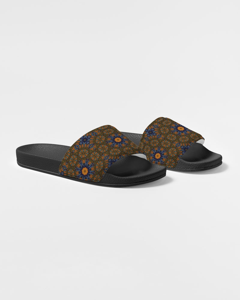 Blue and Yellow Sketch Kaleidoscope  Women's Slide Sandal