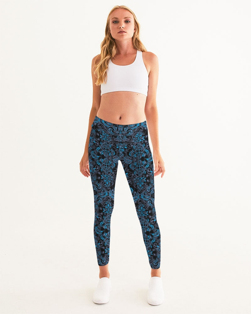 Blue Vines and Lace Women's All-Over Print Yoga Pants