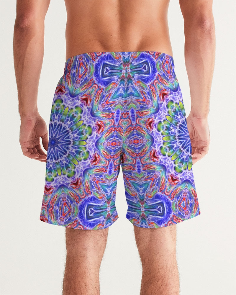 Blue Red Kaleidoscope Men's All-Over Print Swim Trunk
