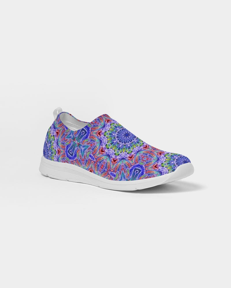 Blue Red Kaleidoscope Women's Slip-On Flyknit Shoe