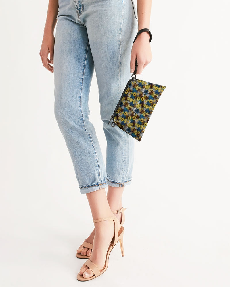 Blue and Yellow Glowing Daisies Wristlet
