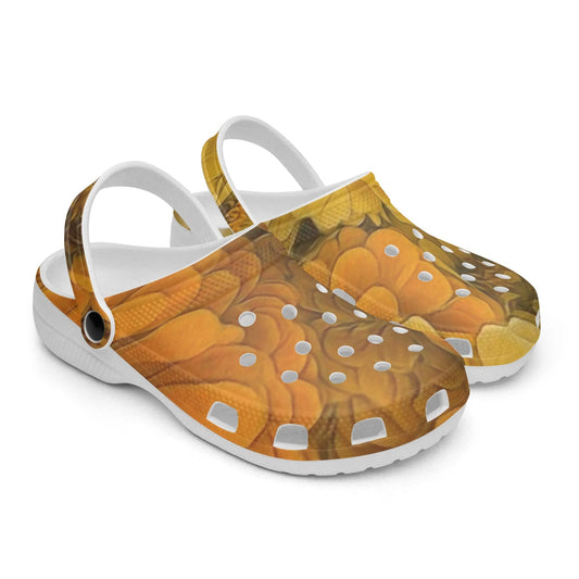 Yellow Zinnias 413. All Over Printed Clogs