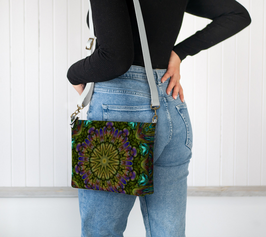 Green Kaleidoscope Vegan Crossbody Purse