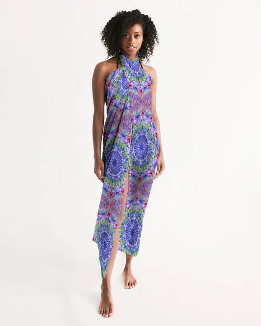 Blue Red Kaleidoscope All-Over Print Swim Cover Up