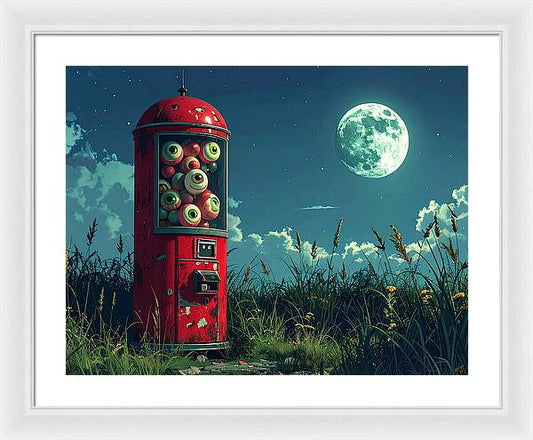 Eerie Eyeball Vending Machine - Framed Print