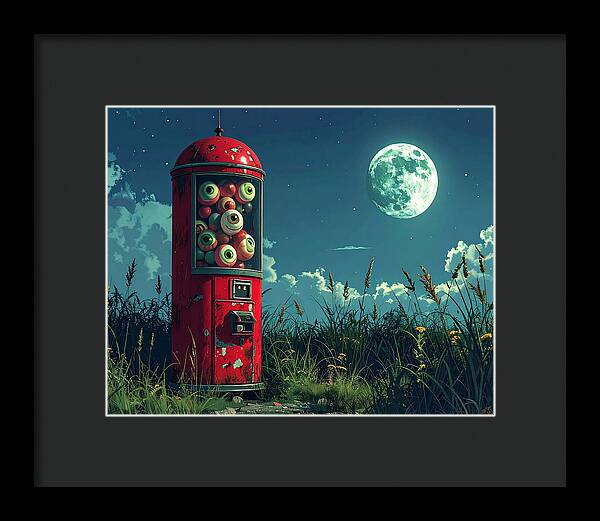 Eerie Eyeball Vending Machine - Framed Print