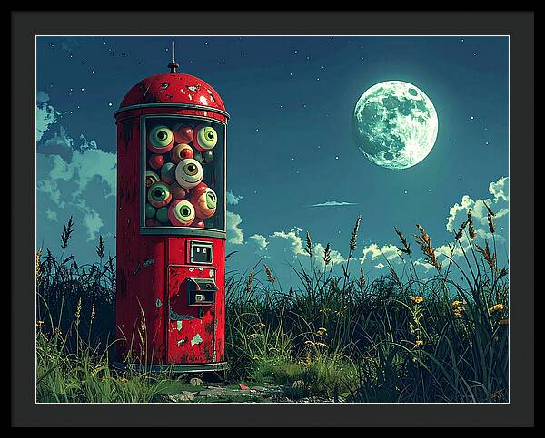 Eerie Eyeball Vending Machine - Framed Print