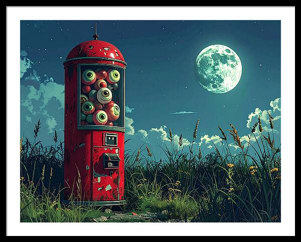 Eerie Eyeball Vending Machine - Framed Print