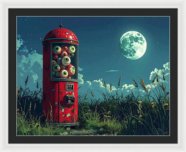 Eerie Eyeball Vending Machine - Framed Print