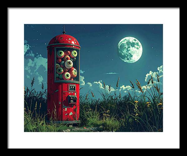 Eerie Eyeball Vending Machine - Framed Print