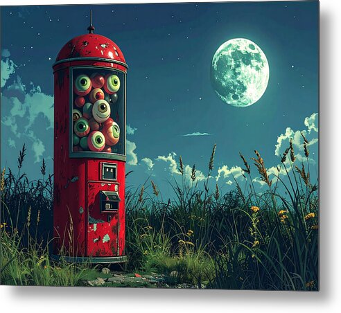 Eerie Eyeball Vending Machine - Metal Print