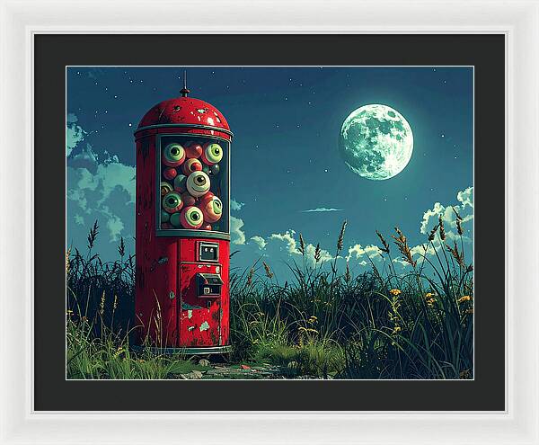 Eerie Eyeball Vending Machine - Framed Print