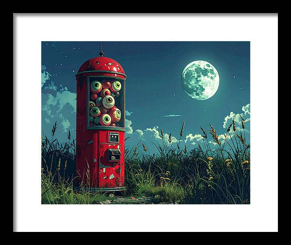 Eerie Eyeball Vending Machine - Framed Print