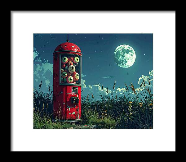 Eerie Eyeball Vending Machine - Framed Print