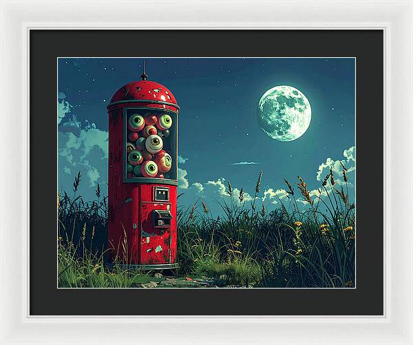 Eerie Eyeball Vending Machine - Framed Print