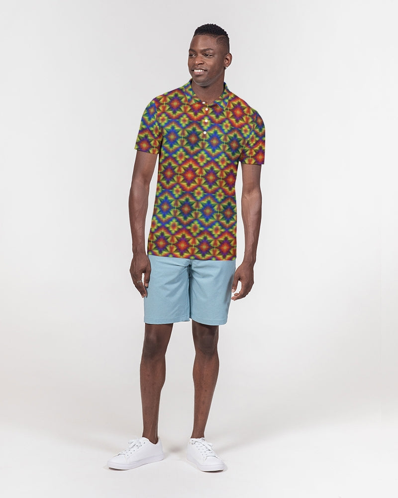 Carnival Kaleidoscope Men's All-Over Print Slim Fit Short Sleeve Polo