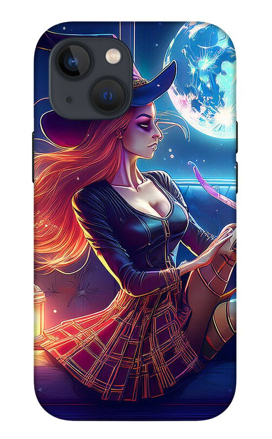 Enchanting Witch in Moonlit Room - Phone Case