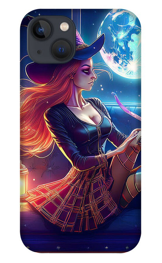 Enchanting Witch in Moonlit Room - Phone Case