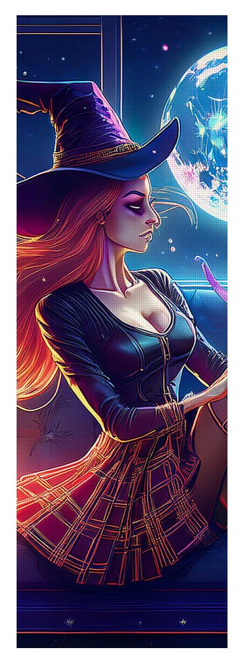 Enchanting Witch in Moonlit Room - Yoga Mat