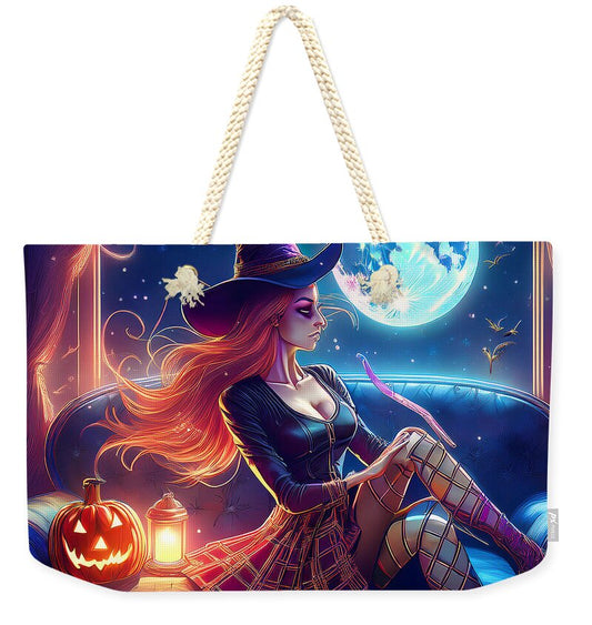 Enchanting Witch in Moonlit Room - Weekender Tote Bag