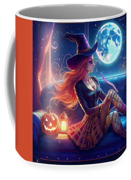 Enchanting Witch in Moonlit Room - Mug