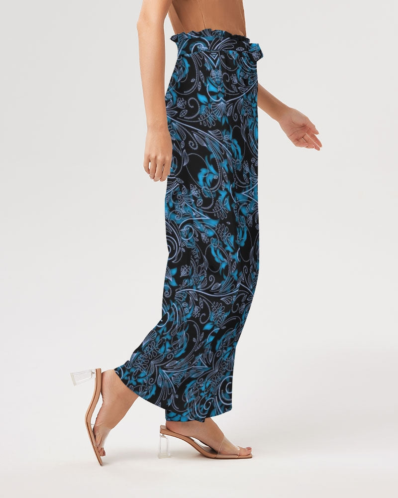 Blue Vines and Lace Women's All-Over Print High-Rise Wide Leg Pants