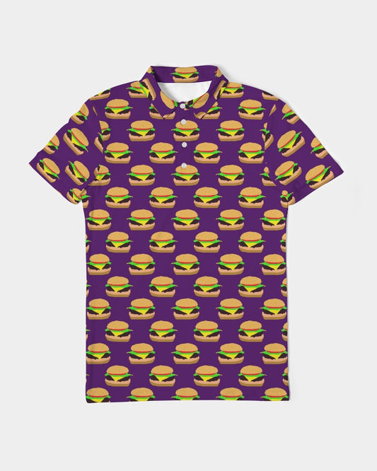 Cheeseburger Pattern Men's All-Over Print Slim Fit Short Sleeve Polo