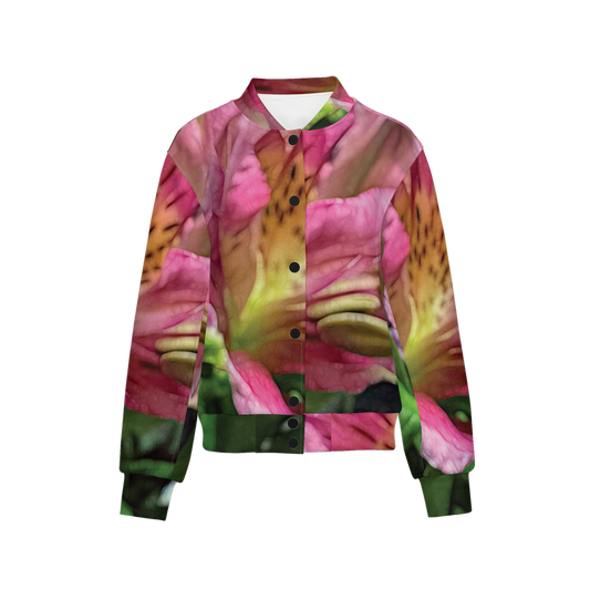 October Flowers 3 Women's Double Layered Bomber Sports Jacket-Techno Scuba Knit