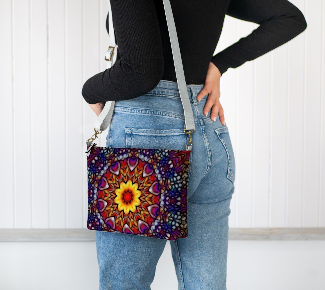 Blue Red Purple Kaleidoscope Vegan Crossbody Purse