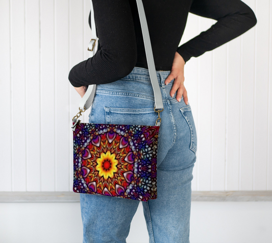 Blue Red Purple Kaleidoscope Vegan Crossbody Purse