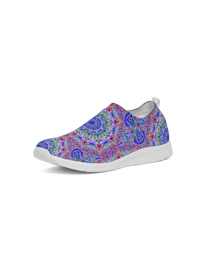 Blue Red Kaleidoscope Men's Slip-On Flyknit Shoe