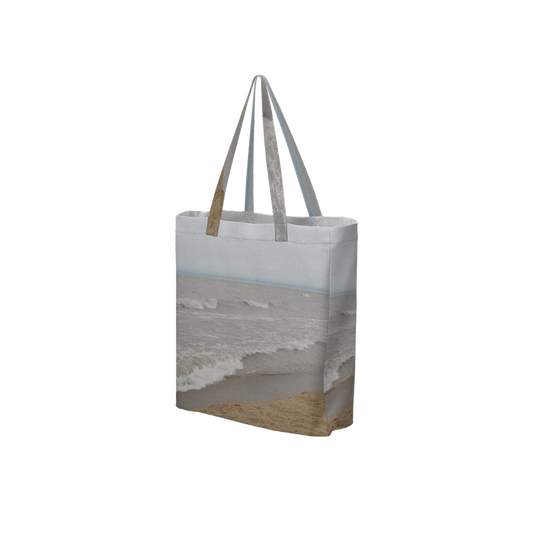 Lake Michigan Large City Tote Bag Lined with Inside Pocket – Linen Like Fabric