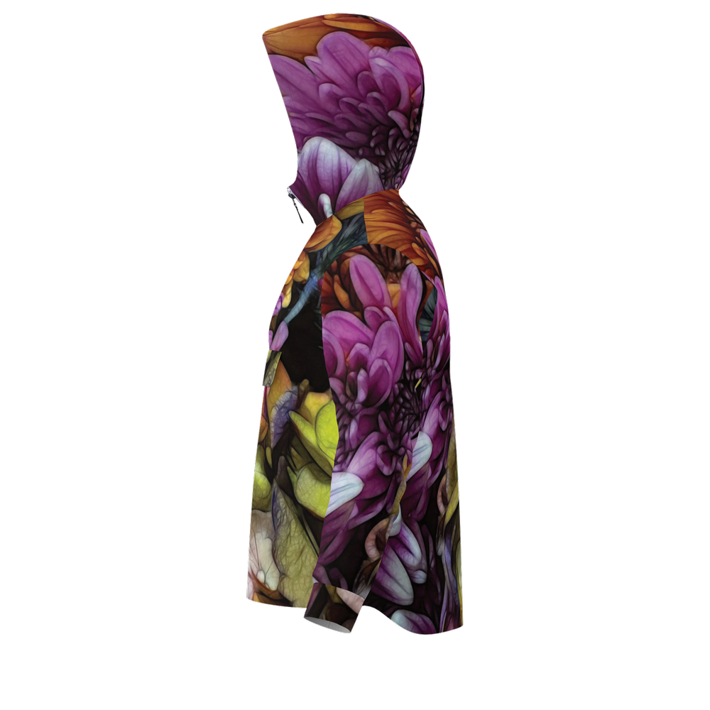 October Flowers 6 Unisex Fleece-Lined Quarter Zip Pocket Hoodie