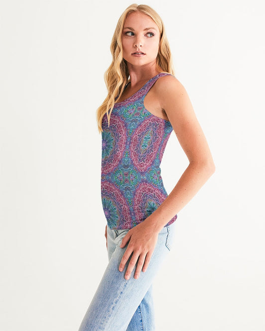 Blue Red Snowflake Kaleidoscope Women's All-Over Print Tank