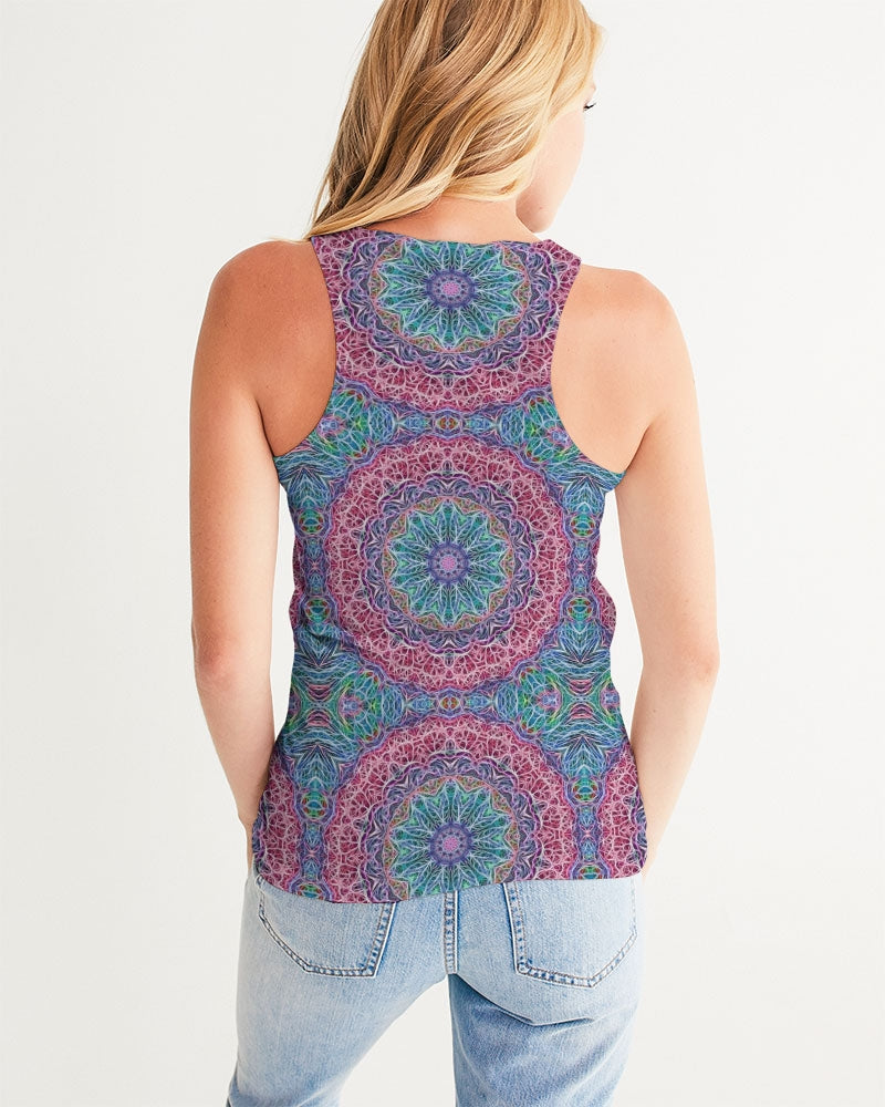 Blue Red Snowflake Kaleidoscope Women's All-Over Print Tank