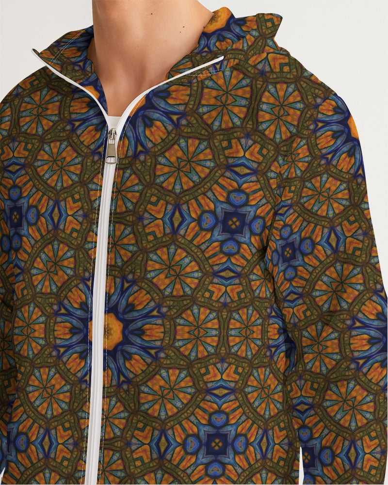 Blue and Yellow Sketch Kaleidoscope  Men's All-Over Print Windbreaker